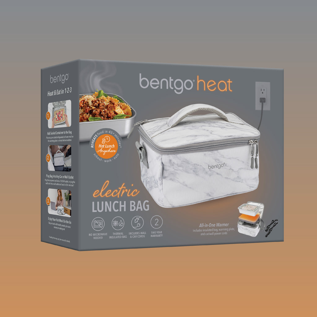 Bentgo® Heat Electric Lunch Bag - White Marble | Packaging