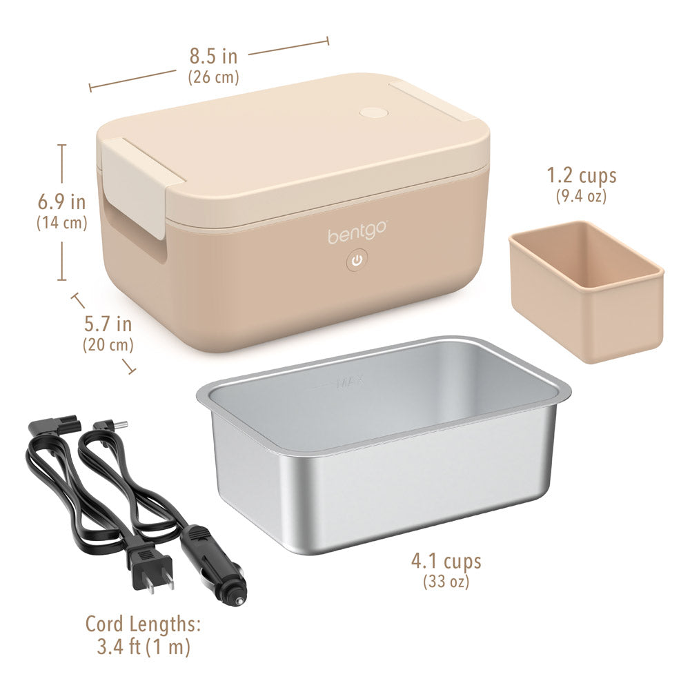 Bentgo® Heat Electric Lunch Box  - Latte | Dimensions + What’s In The Box