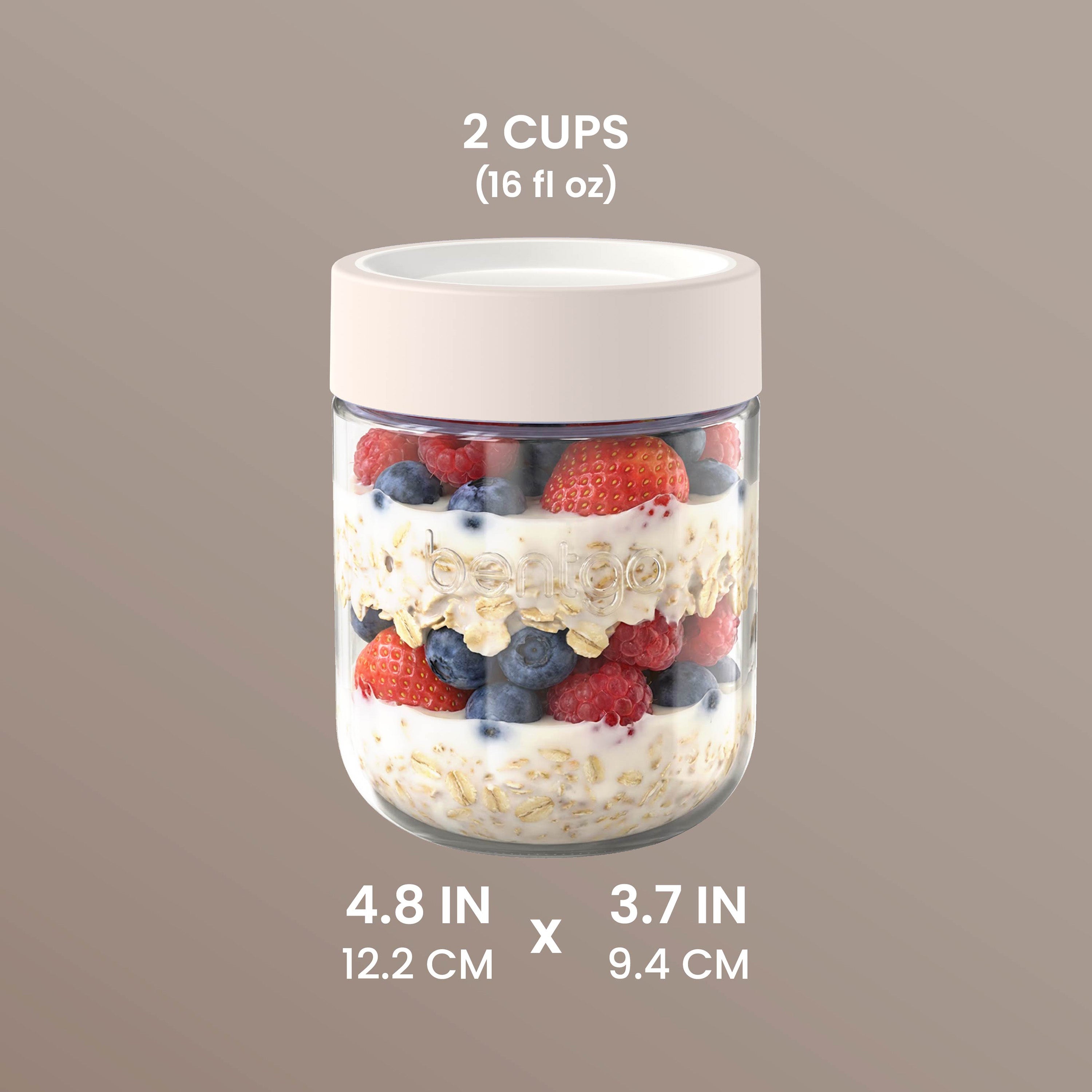 Bentgo® Leak-Proof Glass Food Jars | Moondust - 2 Cups (16 fl oz), Product Dimensions