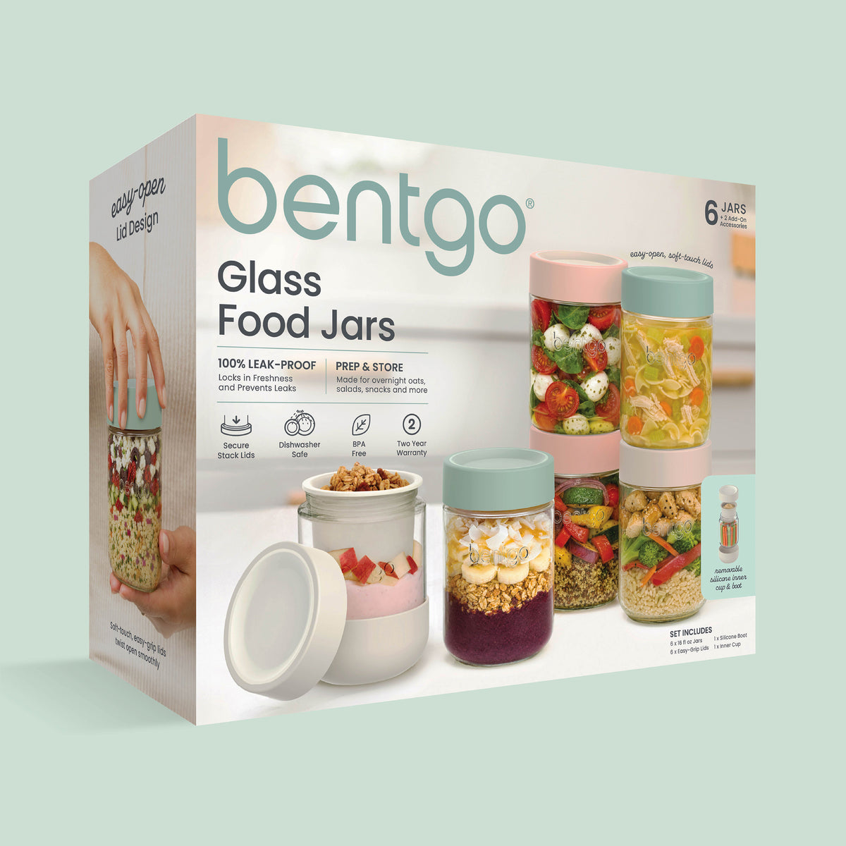 Bentgo® Glass Food Jar Set (14-Piece) - Desert Sage | Product Packaging