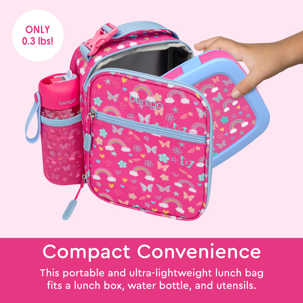 Bentgo®️ Kids Insulated Lunch Tote - Rainbows and Butterflies | Portable and Ultra-Lightweight Lunch Bag