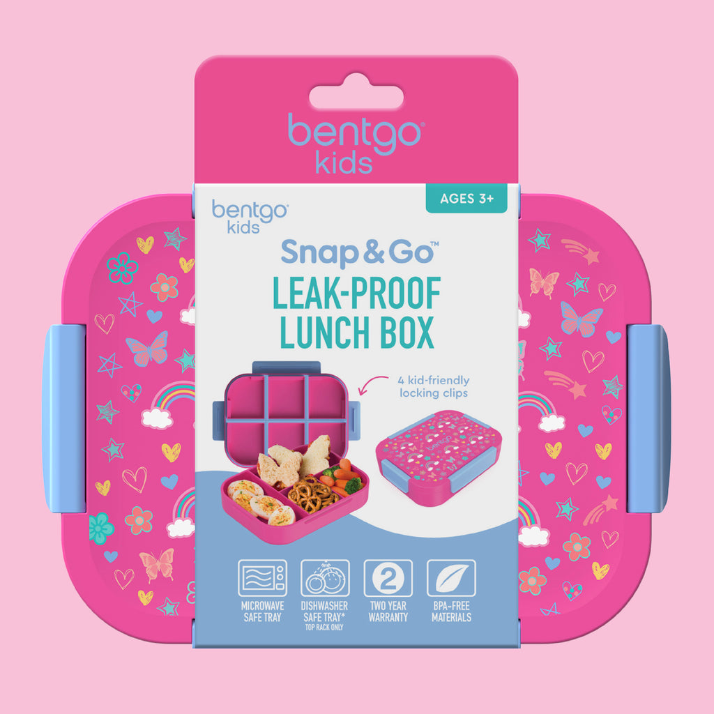 Bentgo® Kids Snap & Go Lunch Box | Rainbows & Butterflies - Packaging