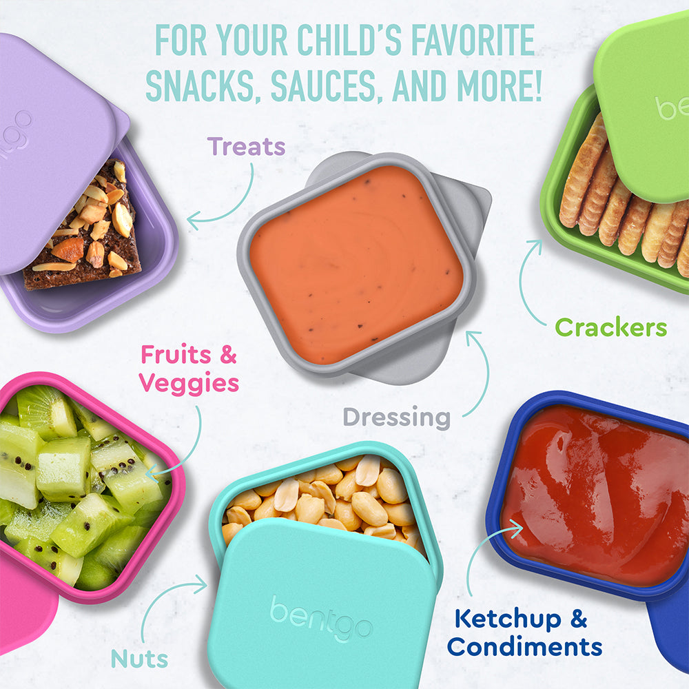 Bentgo® Kids Sidekicks 2-Pack Silicone Container Set - Gray & Aqua | The Perfect Sidekick For Your Child’s Favorite Snacks, Sauces, And More