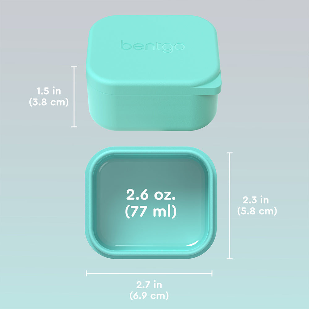 Gray and Aqua | Bentgo® Kids Sidekicks 2-Pack Silicone Container Set - Gray & Aqua | Dimensions