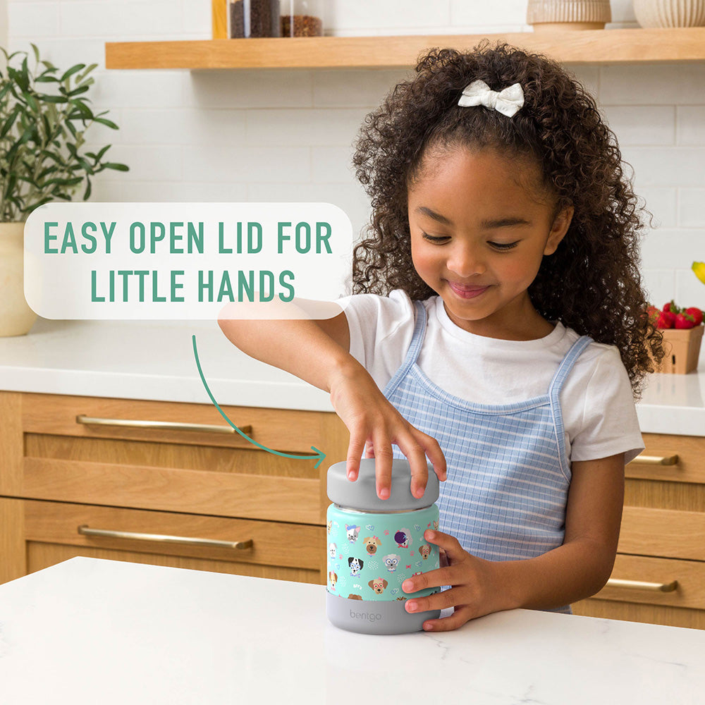 Bentgo® Kids Stainless Steel Food Jar - Puppy Love | Stainless Steel Food Jar Has An Easy Open Lid For Little Hands