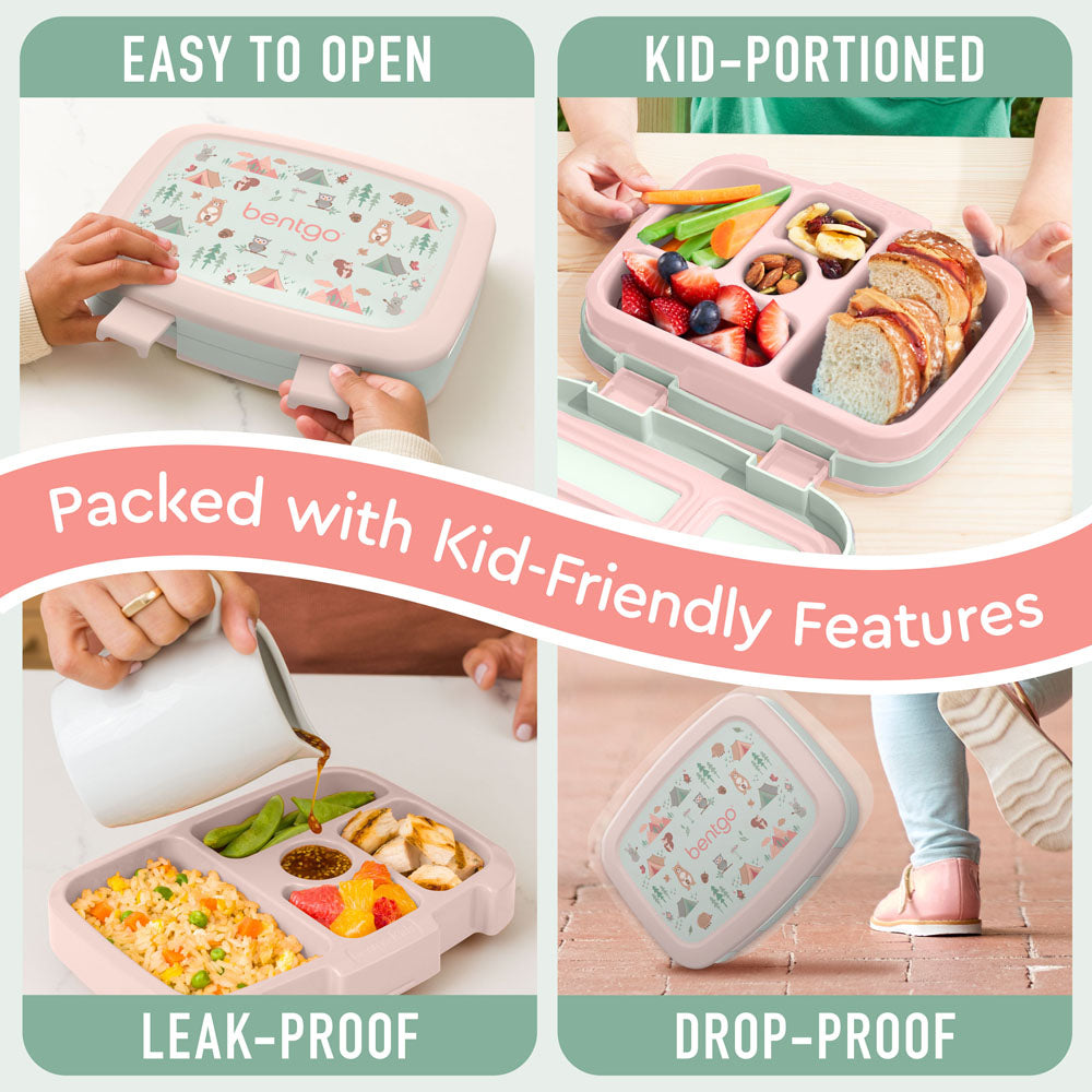 Bentgo Kids Prints Lunch Box - Nature Adventure | Kids Lunch Box Packed With Kid-Friendly Features Such As Easy To Open And Drop-Proof