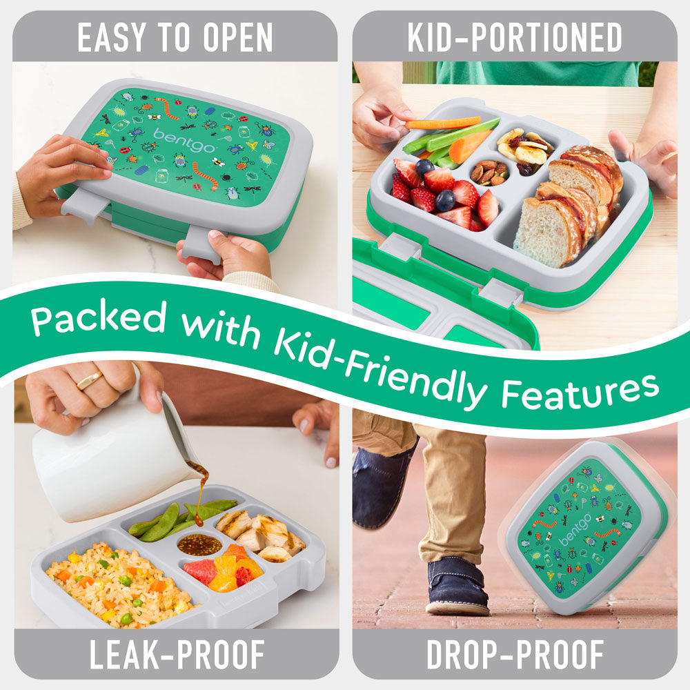 Bentgo Kids Prints Lunch Box - Bug Buddies | Kids Lunch Box Packed With Kid-Friendly Features Such As Easy To Open And Drop-Proof