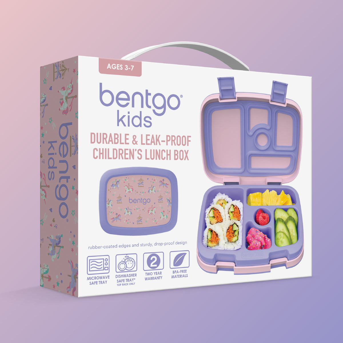 Bentgo Kids Prints Lunch Box - Carousel Unicorns | Kids Lunch Box Packaging