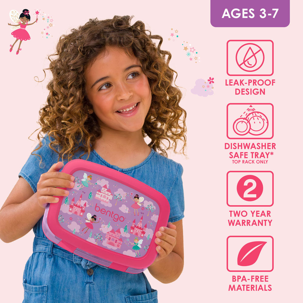 Bentgo Kids Prints Lunch Box - Fairies | Leak-Proof Lunch Box Design Made With BPA-Free Materials