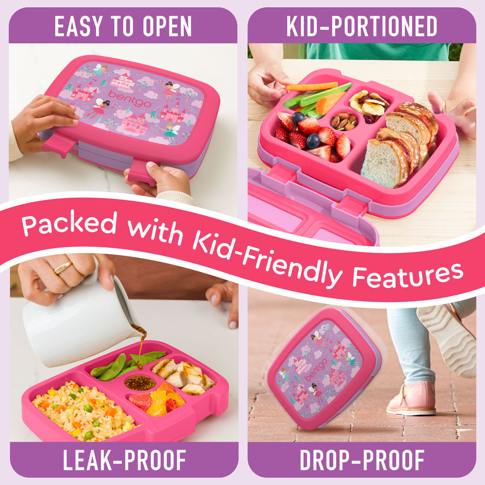 Bentgo Kids Prints Lunch Box - Fairies | Kids Lunch Box Packed With Kid-Friendly Features Such As Easy To Open And Drop-Proof