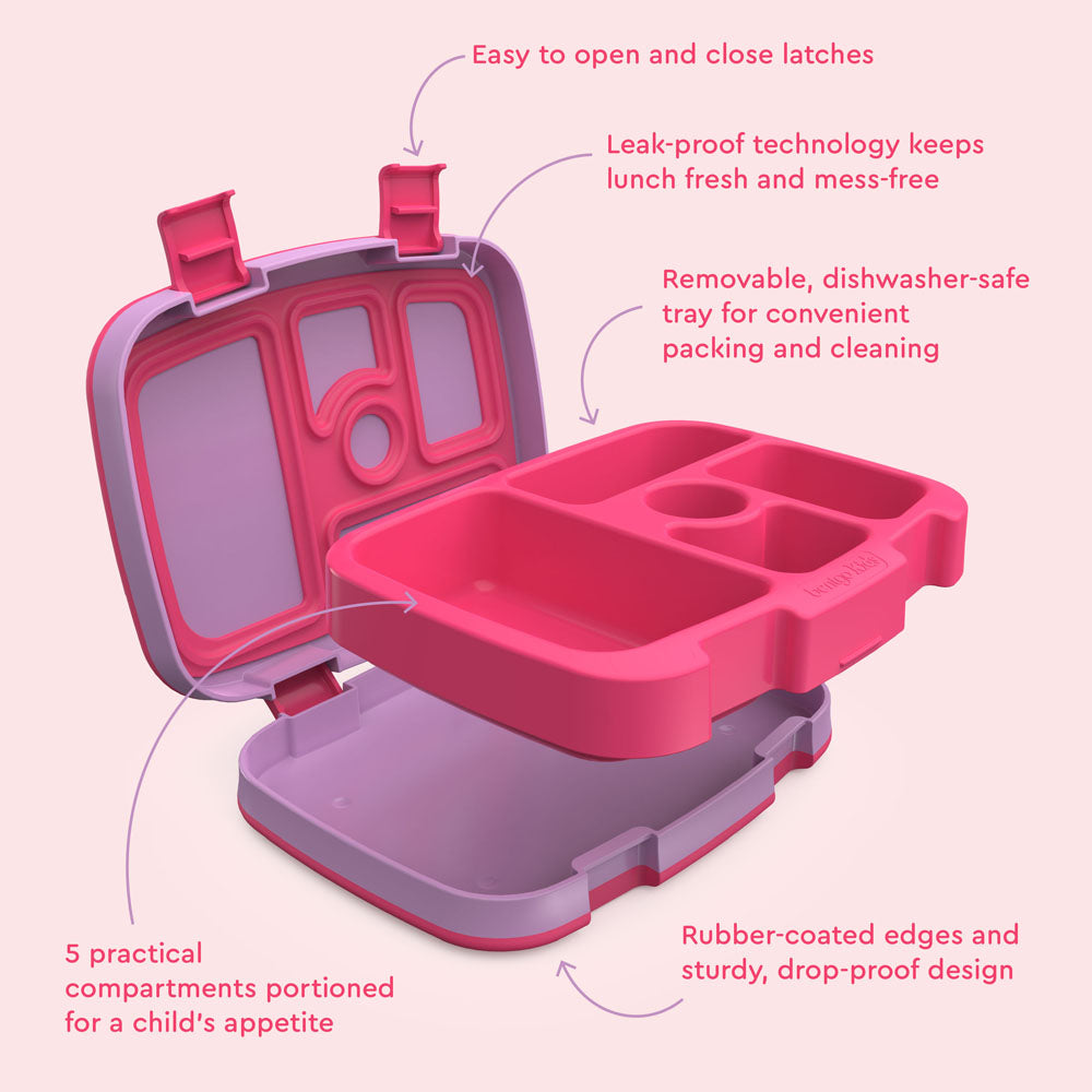 Bentgo Kids Prints Lunch Box - Fairies | Kids Lunch Box Features Include Easy To Open And Close Latches, Leak-Proof Technology Keeps Lunch Fresh And Mess-Free, And Rubber-Coated Edges And Sturdy, Drop-Proof Design