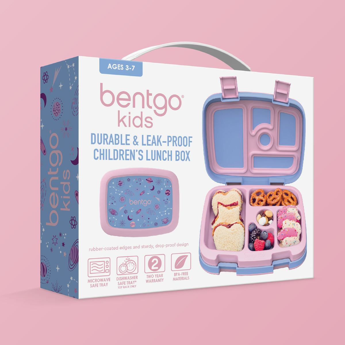 Bentgo Kids Prints Lunch Box - Lavender Galaxy | Kids Lunch Box Packaging