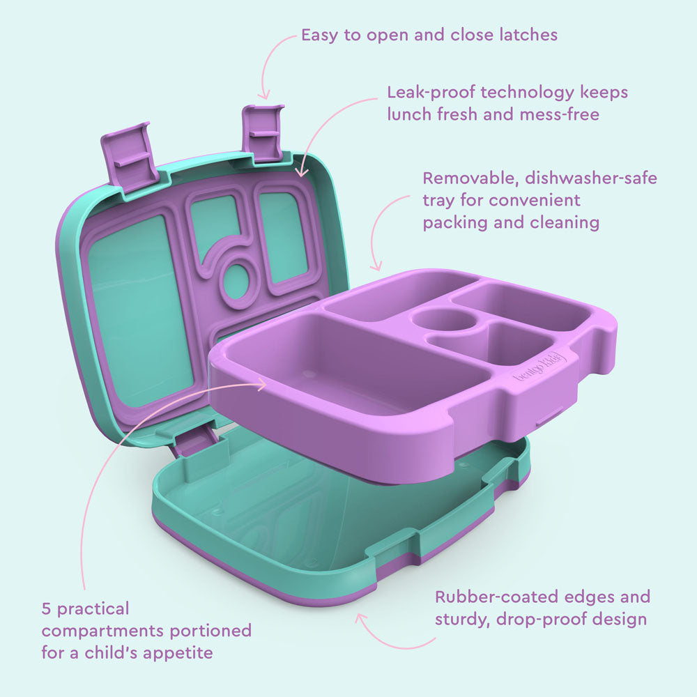 Bentgo Kids Prints Lunch Box - Mermaid Scales | Kids Lunch Box Features Include Easy To Open And Close Latches, Leak-Proof Technology Keeps Lunch Fresh And Mess-Free, And Rubber-Coated Edges And Sturdy, Drop-Proof Design