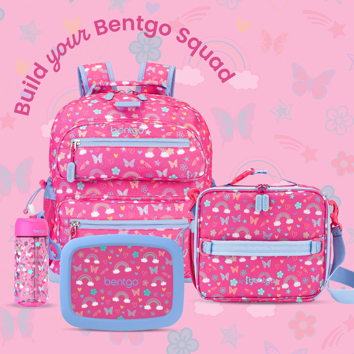 Bentgo Kids Prints Lunch Box - Rainbows and Butterflies | Kids Lunch Box - Build Your Bentgo Squad