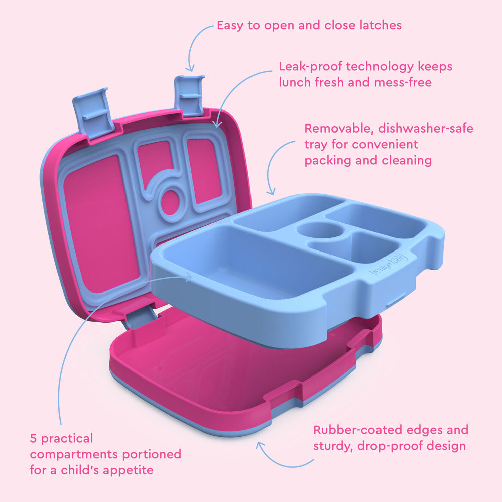 Bentgo Kids Prints Lunch Box - Rainbows and Butterflies | Kids Lunch Box Features Include Easy To Open And Close Latches, Leak-Proof Technology Keeps Lunch Fresh And Mess-Free, And Rubber-Coated Edges And Sturdy, Drop-Proof Design