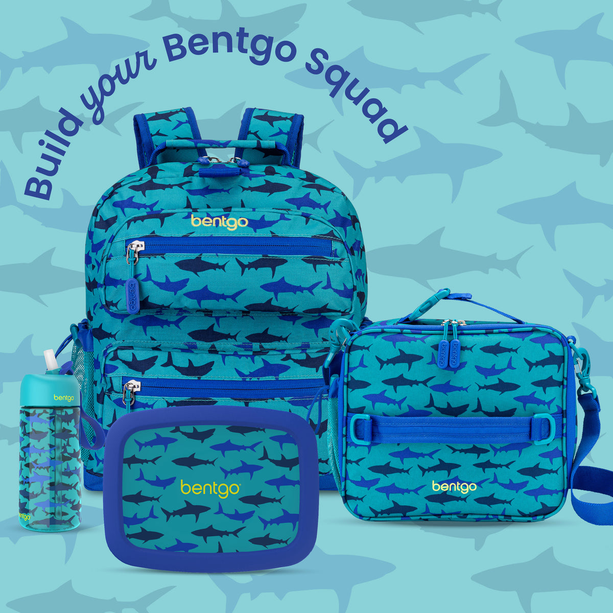 Bentgo Kids Prints Lunch Box - Sharks | Kids Lunch Box - Build Your Bentgo Squad