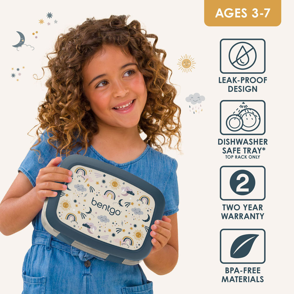 Bentgo Kids Prints Lunch Box - Friendly Skies | Leak-Proof Lunch Box Design Made With BPA-Free Materials