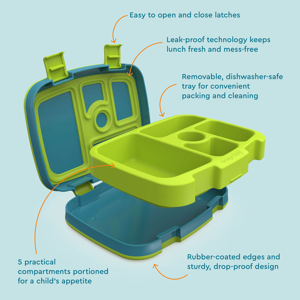 Bentgo Kids Prints Lunch Box - Submarine | Kids Lunch Box Features Include Easy To Open And Close Latches, Leak-Proof Technology Keeps Lunch Fresh And Mess-Free, And Rubber-Coated Edges And Sturdy, Drop-Proof Design