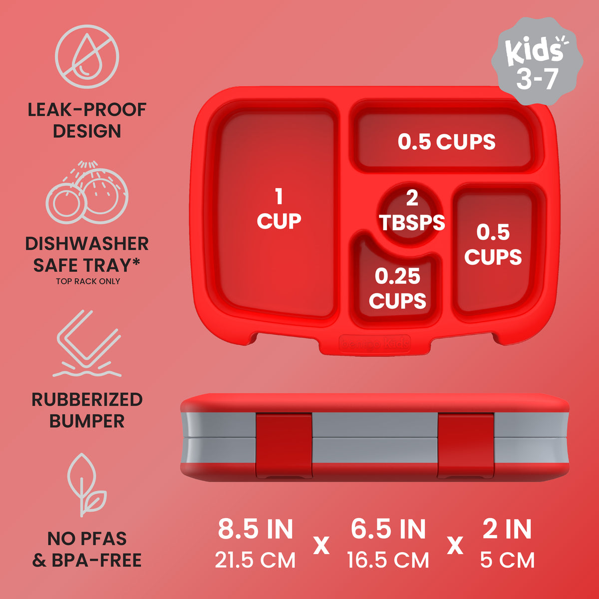 Bentgo Kids Prints Lunch Box - Trucks | Leak-Proof Design, Dishwasher Safe Tray (Top Rack Only), Microwave Safe Tray And No PFAS & BPA-Free