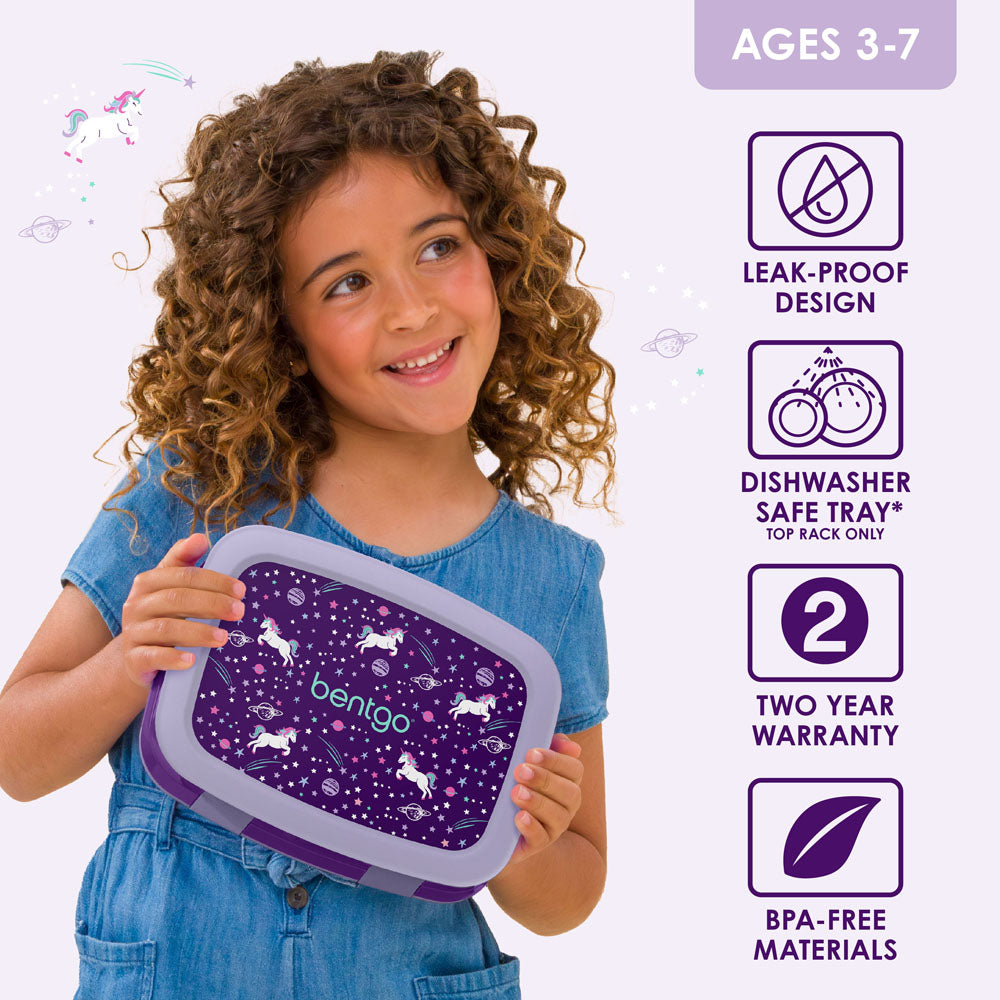 Bentgo Kids Prints Lunch Box - Unicorn | Leak-Proof Lunch Box Design Made With BPA-Free Materials