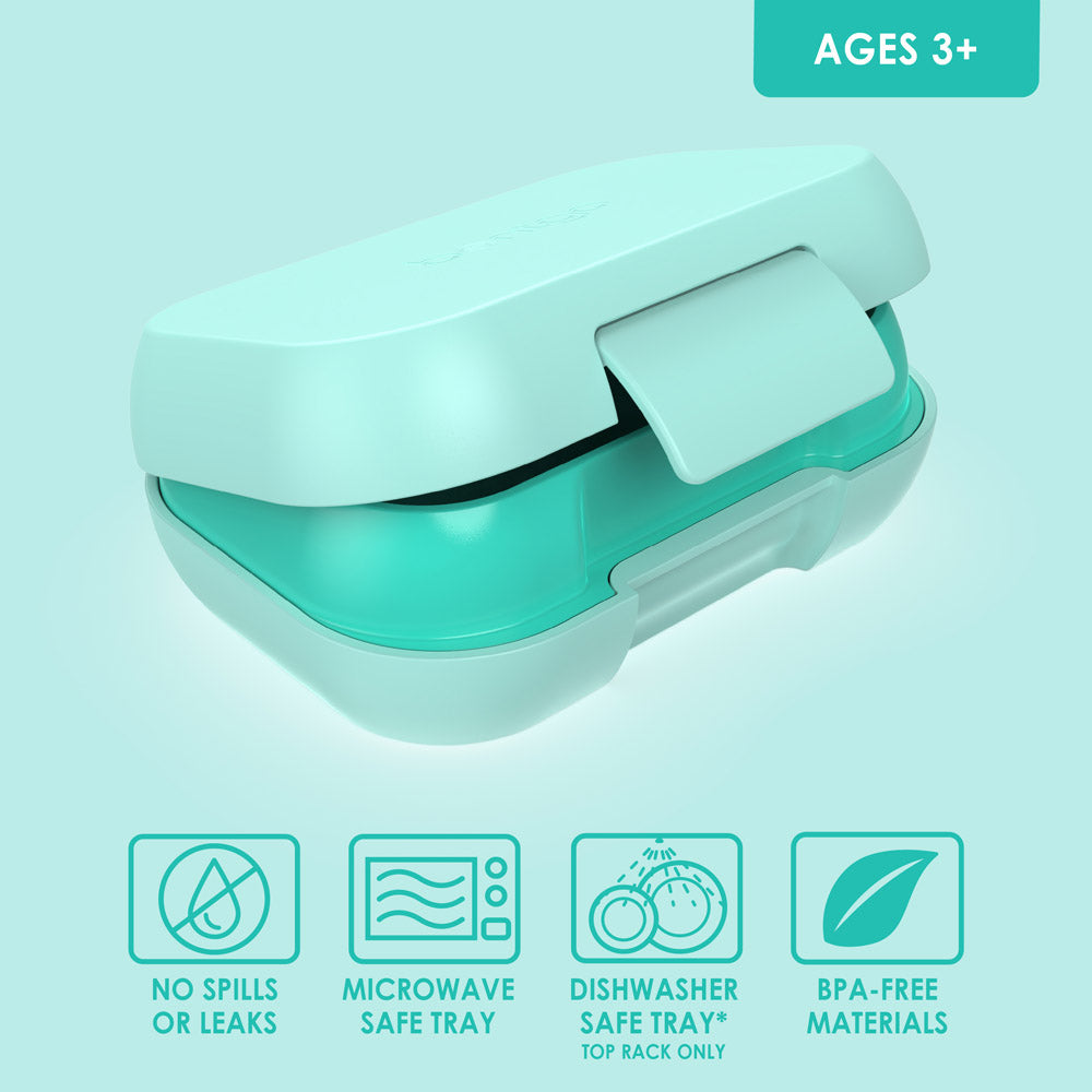 Bentgo® Kids Snack Container- Aqua | No Spills Or Leaks, Microwave Safe Tray, Dishwasher Safe Tray, And BPA-Free Materials