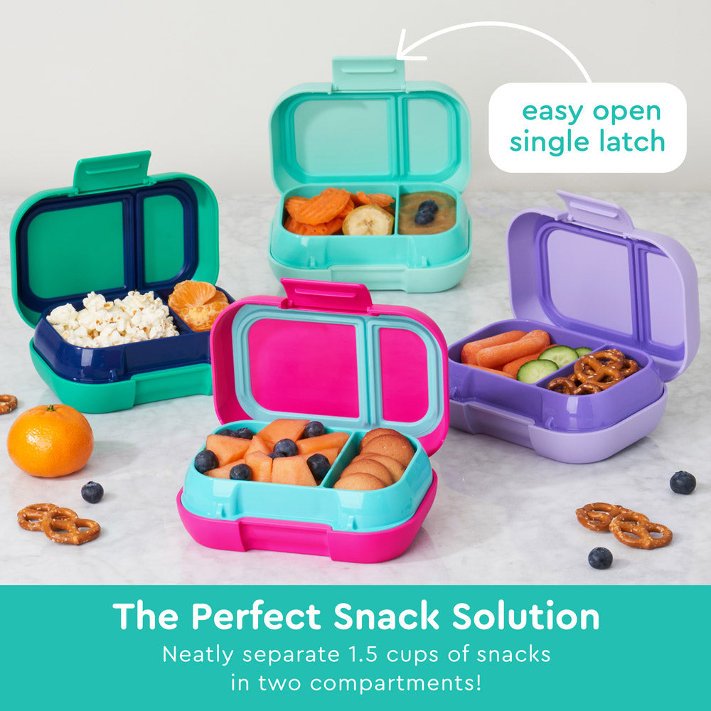 Bentgo® Kids Snack Container - Aqua | The Perfect Snack Solution Neatly Separate 1.5 Cups Of Snacks In Two Compartments!