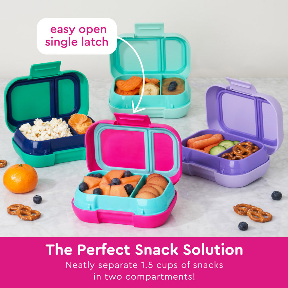 Bentgo® Kids Snack Container- Fuchsia/Teal | The Perfect Snack Solution Neatly Separate 1.5 Cups Of Snacks In Two Compartments!