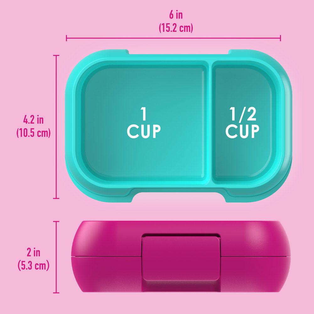 Bentgo® Kids Snack Container- Fuchsia/Teal | Dimensions + What’s In The Box