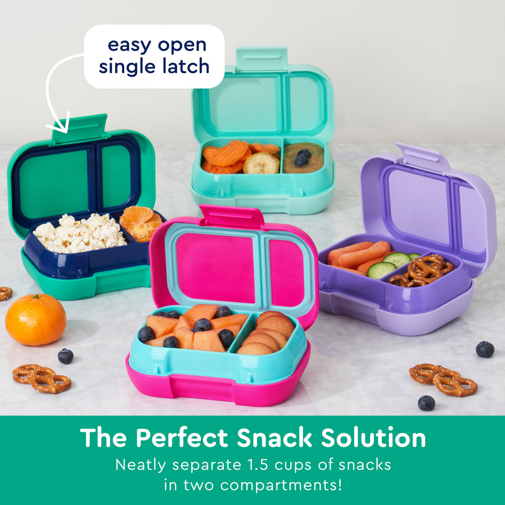 Bentgo® Kids Snack Container- Green/Navy | The Perfect Snack Solution Neatly Separate 1.5 Cups Of Snacks In Two Compartments!