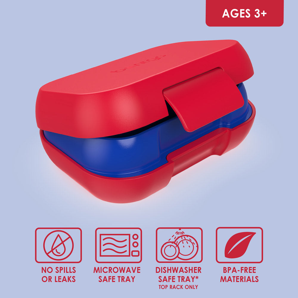 Bentgo® Kids Snack Container - Red/Royal | No Spills Or Leaks, Microwave Safe Tray, Dishwasher Safe Tray, And BPA-Free Materials