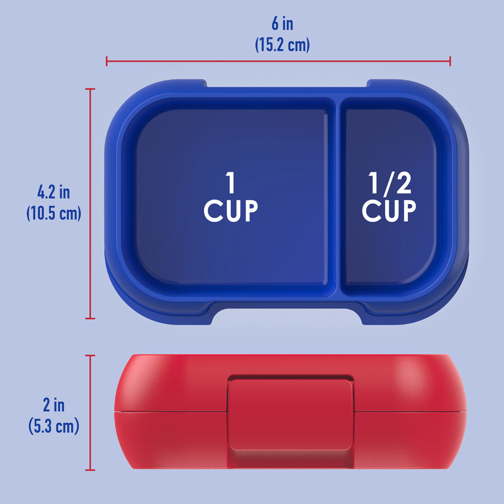 Bentgo® Kids Snack Container- Red/Royal | Dimensions + What’s In The Box