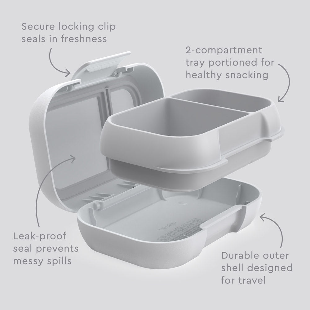 Bentgo® Kids Snack Container- Gray | Secure Locking Clip Seals In Freshness, 2-compartment Tray Portioned For Healthy Snacking, Leak-proof Seal Prevents Messy Spills, And Durable Outer Shell Designed For Travel