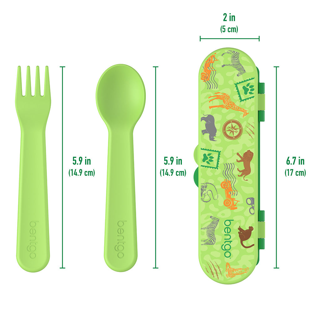 Bentgo Kids Utensil Set - Reusable Plastic Fork, Spoon, & Storage