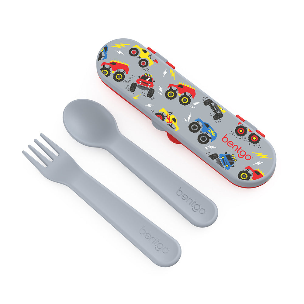 Spoon Fork With Container Box Stainless Steel Kids Silverware Set