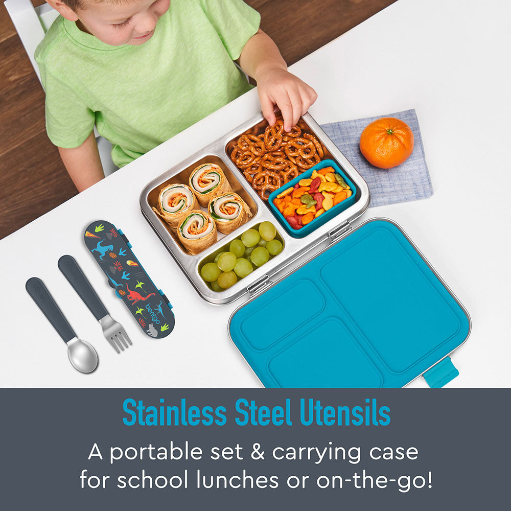 Bentgo Kids Utensil Set - Reusable Plastic Fork, Spoon & Storage Case - BPA-Free Materials, Easy-Grip Handles, Dishwasher Safe - Ideal for School