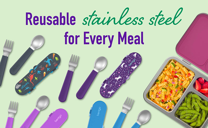 Bentgo Kids Stainless Steel Utensils Set - Reusable Fork, Spoon & Storage  Case Made From High-Grade Stainless Steel, BPA-Free, Dishwasher Safe  (Purple