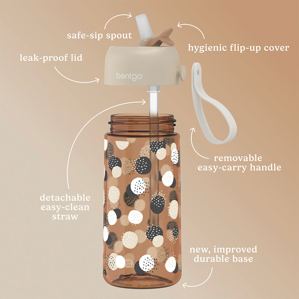 Bentgo® Kids Whimsy & Wonder Prints Water Bottle - Spots and Dots | Packed With Features Including A Safe-Sip Spout And Leak-Proof Lid