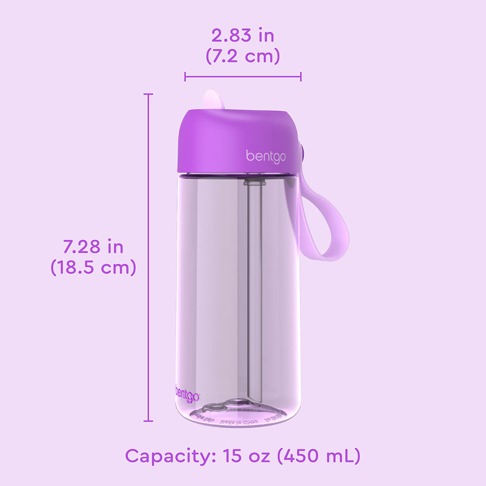 Bentgo® Kids Water Bottle  - Purple | Dimensions + What’s In The Box