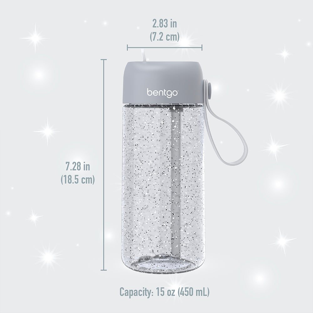 Bentgo® Kids Water Bottle - Silver Glitter | Dimensions