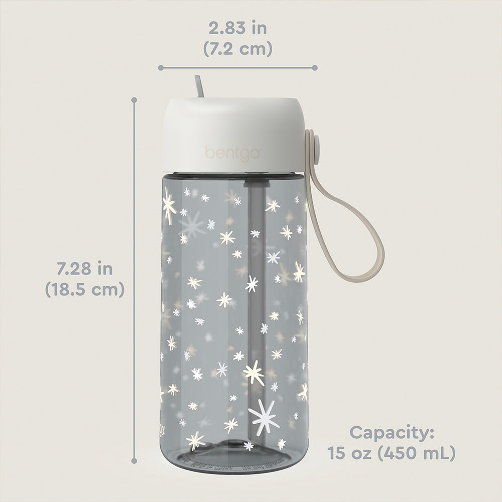 Bentgo® Kids Whimsy & Wonder Prints Water Bottle - Starry Sprinkle | Dimensions