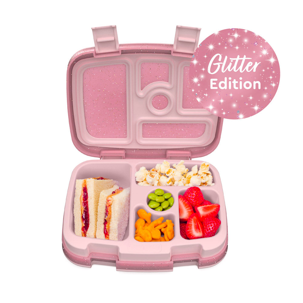 Personalised Girls GLITTER RAINBOW Lunch Box School CUTE Snack