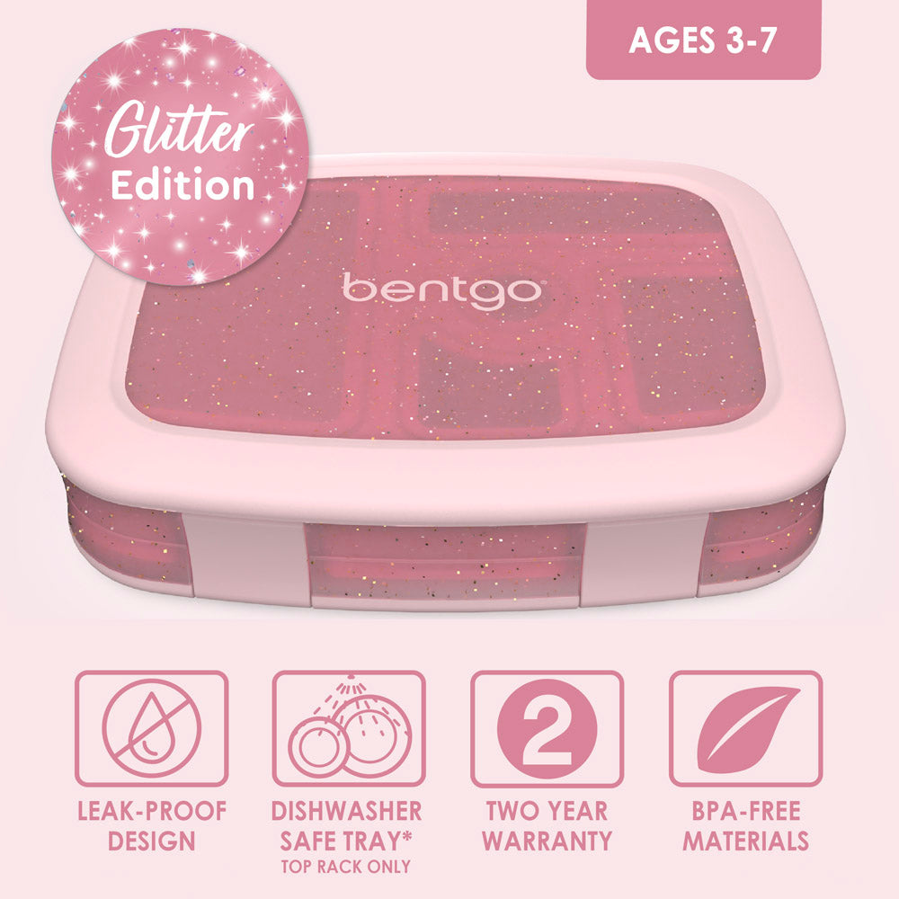  Bentgo® Kids 5-Compartment Lunch Box Set With Insulated Lunch  Bag and Lightweight 14” Kids Backpack (Glitter Edition - Petal Pink): Home  & Kitchen