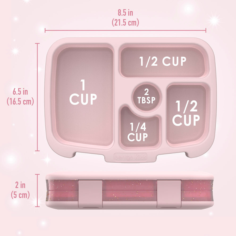 Bentgo® Kids Lunch Box (Glitter & Confetti) - Petal Pink Glitter