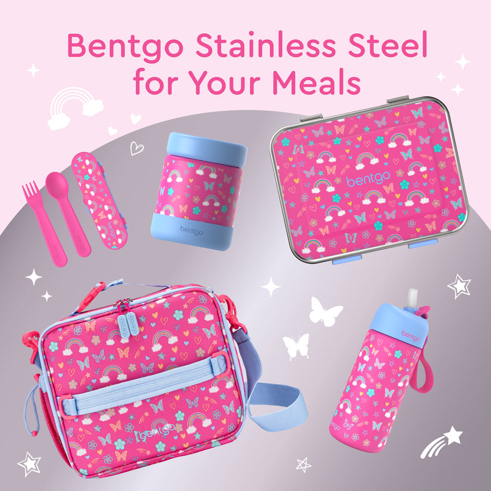 Bentgo® Kids Stainless Steel Insulated Water Bottle - Rainbows and Butterflies | Bentgo Stainless Steel For Your Meals