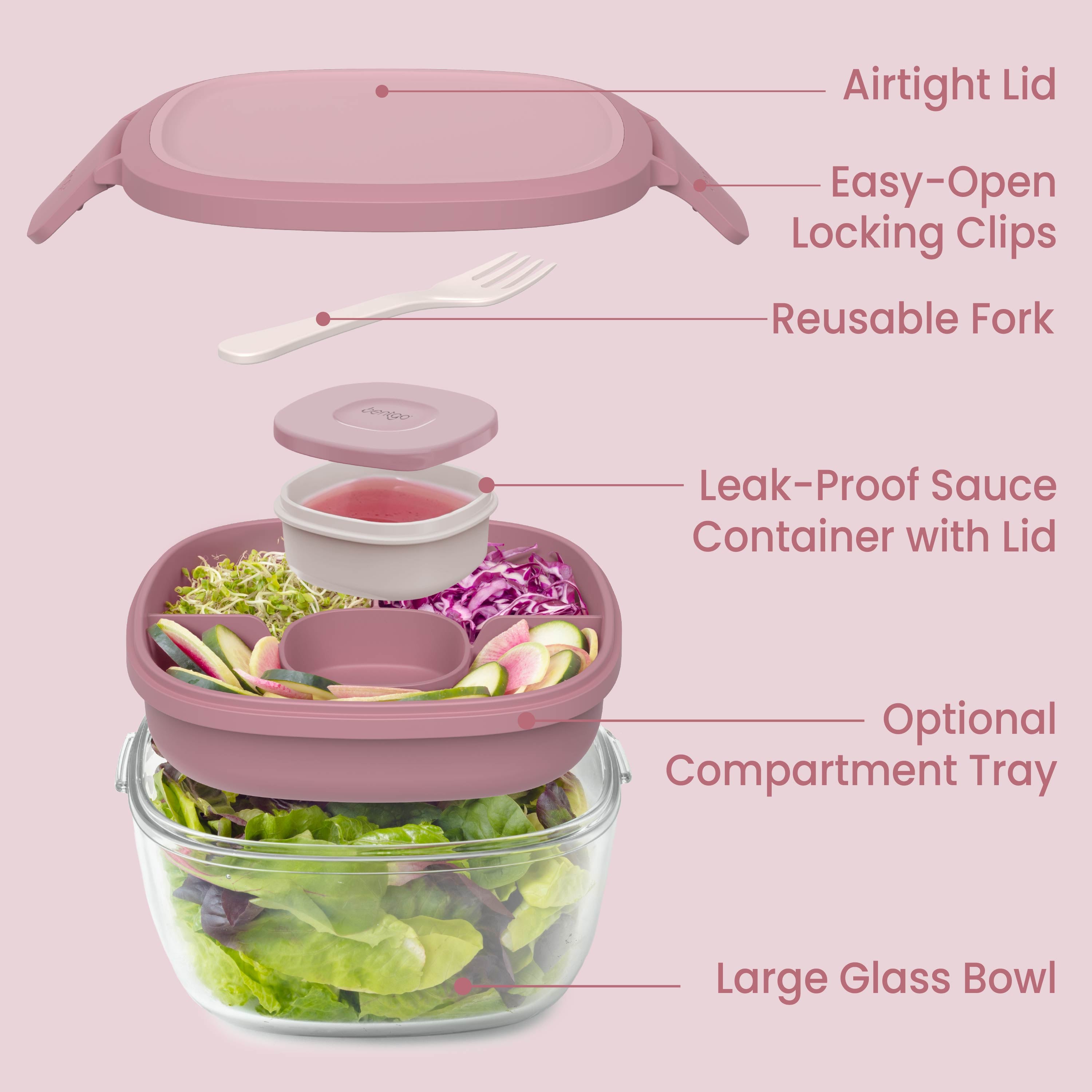 Bentgo 6pc 7.6c Glass All In One Salad Container Tan Bentgo 6pc 7.6c Glass All In One Salad Container Tan