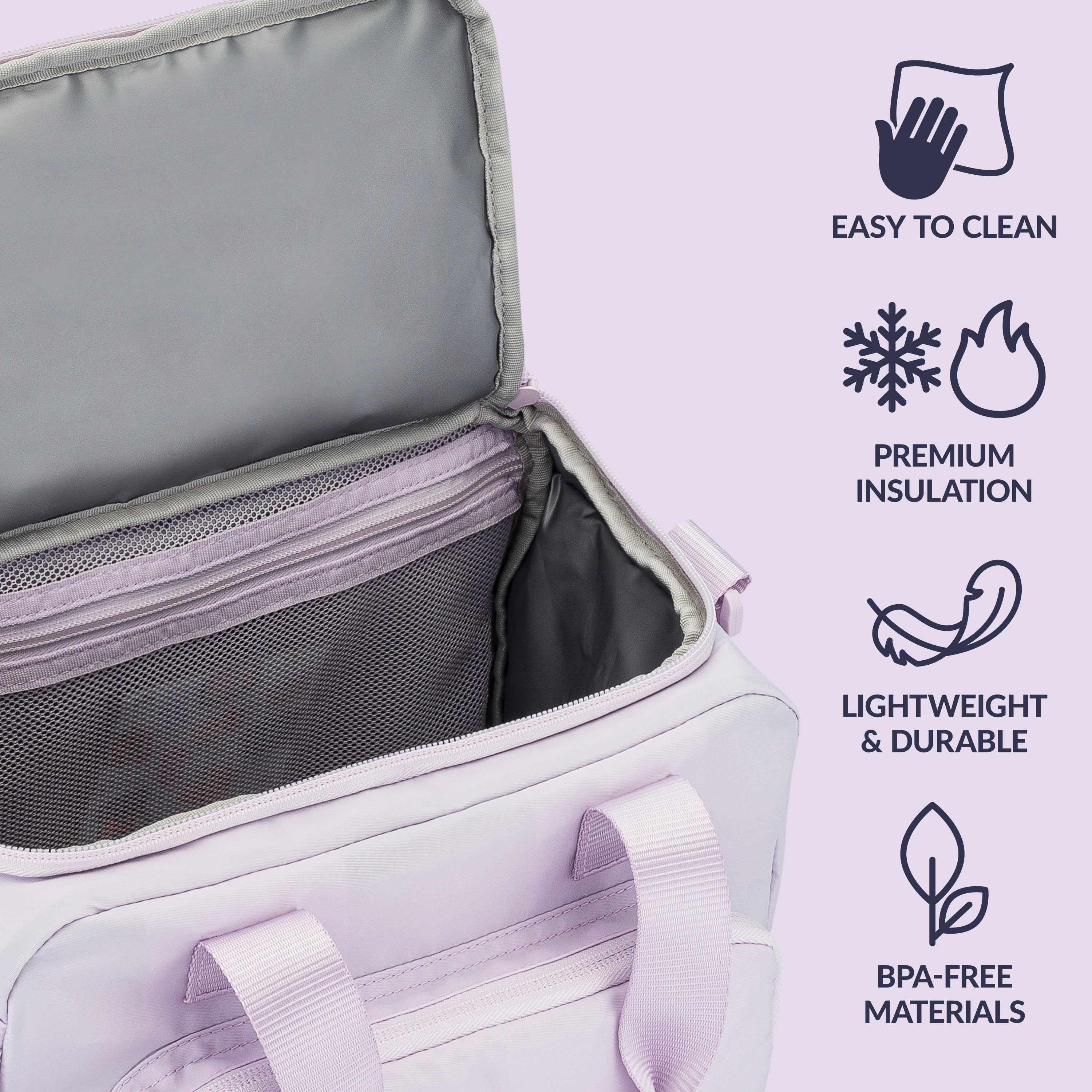 Bentgo® Insulated Lunch Bag - Lavender | Easy To Clean, Premium Lightweight & Durable, And Made With BPA-Free Materials