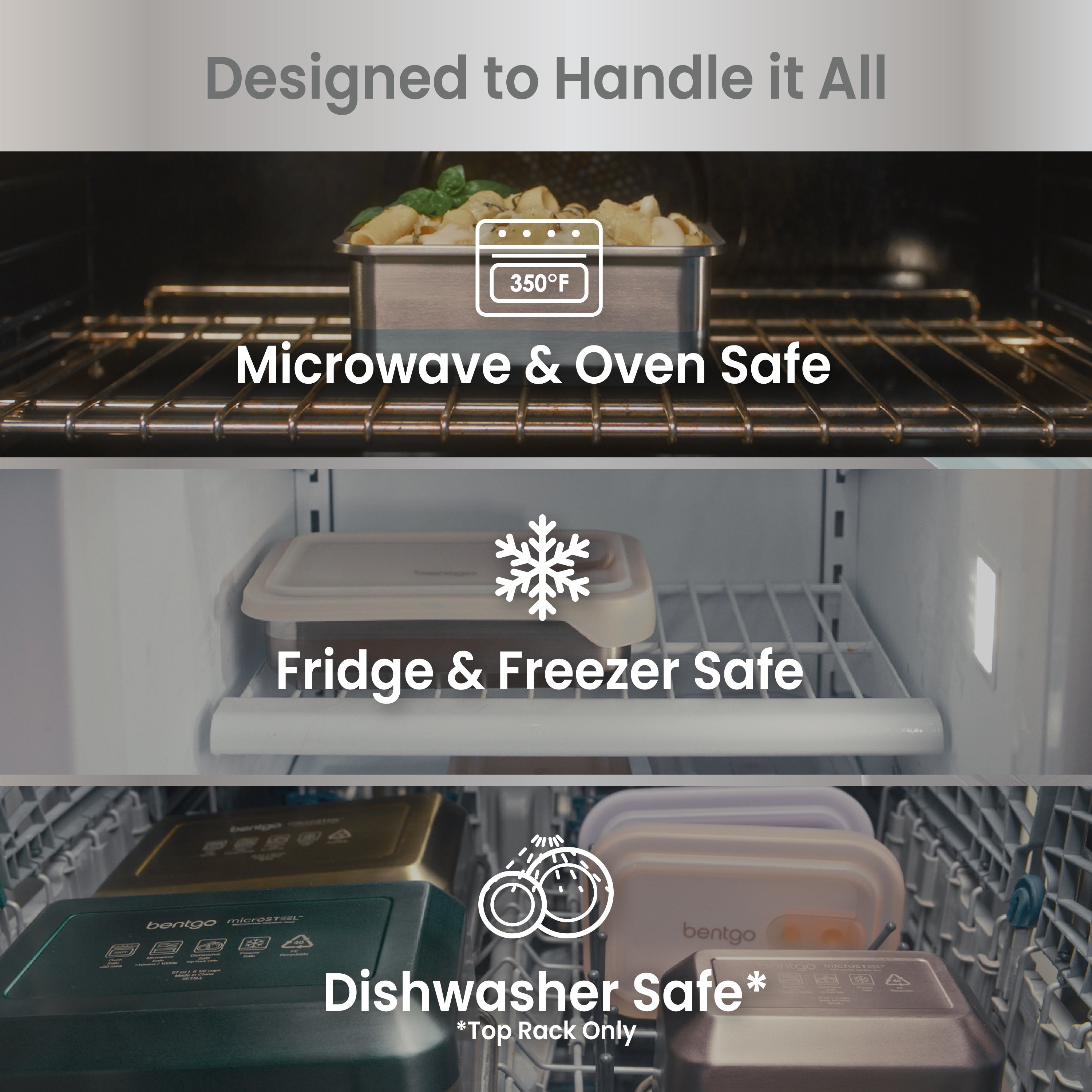 Bentgo® MicroSteel Heat & Eat Container - Family Size 8.5 Cups - Aqua | Designed To Handle It All - Microwave & Oven Safe, Fridge & Freezer Safe, and Dishwasher Safe (Top Rack Only)