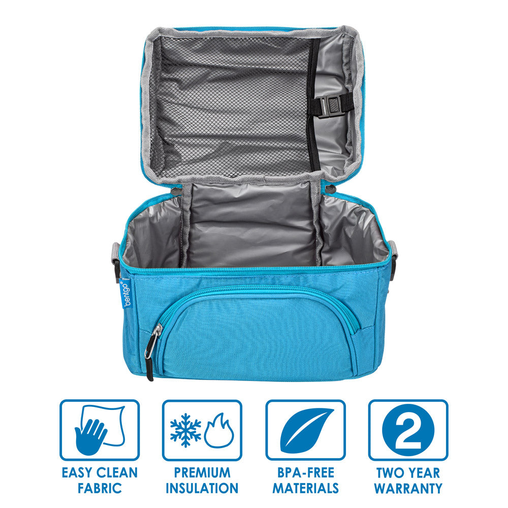 Bentgo Deluxe Lunch Bag in Blue. Easy Clean Fabric. Premium Insulation. BPA-Free Materials. 2 Year Warranty. 