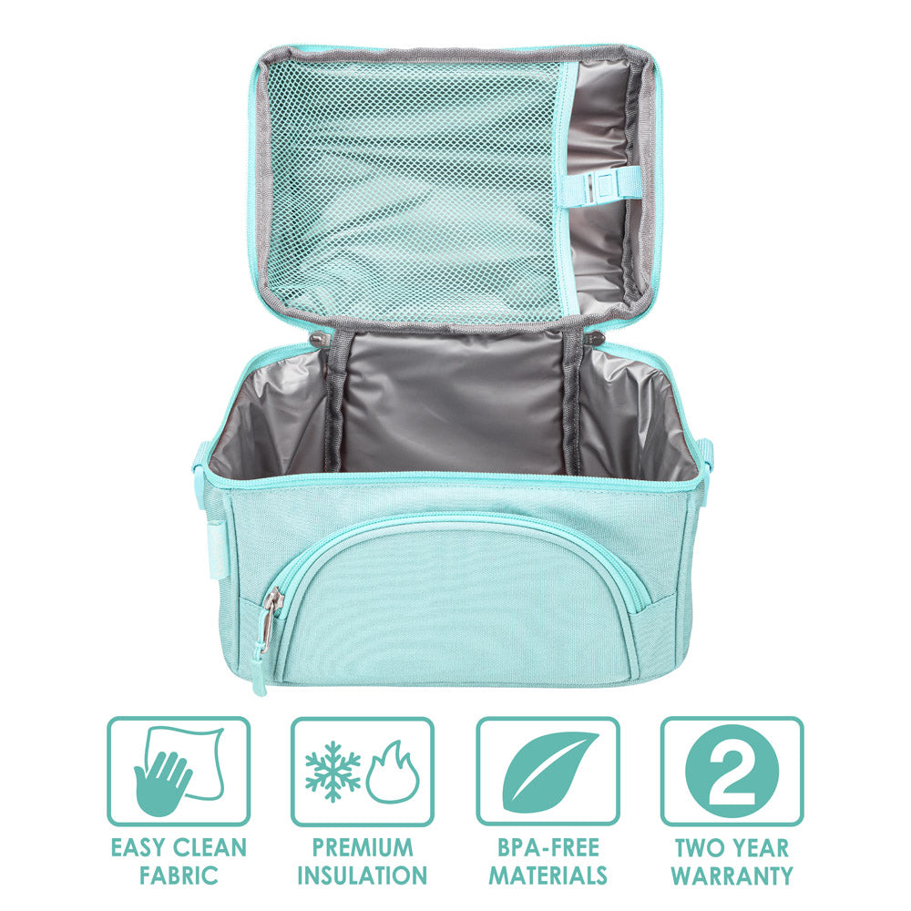 Bentgo Deluxe Lunch Bag in Coastal Aqua. Easy Clean Fabric. Premium Insulation. BPA-Free Materials. 2 Year Warranty.