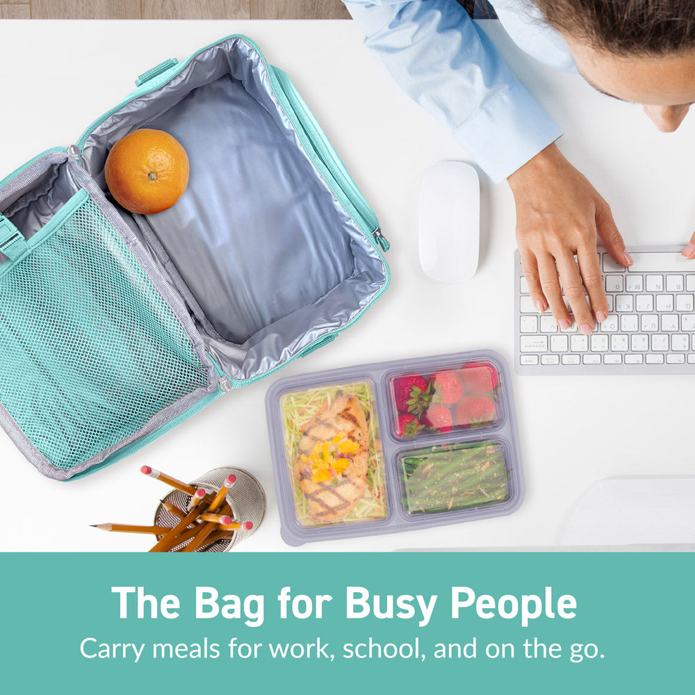 Bentgo Deluxe Lunch Bag in Coastal Aqua. Carry meals for work, school and on the go.